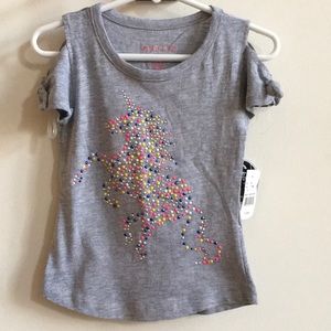 Colette & Lilly Bead Unicorn Cold Shoulder Top 3T